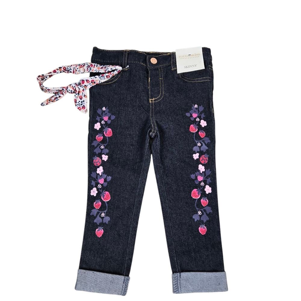 Toughskins Strawberry Print Skinny Jeans 2T Coordinating Headband